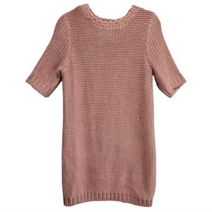 For Love & Lemons Knitz Women's Pink Knit Crochet Sweater Dress Size Medium*